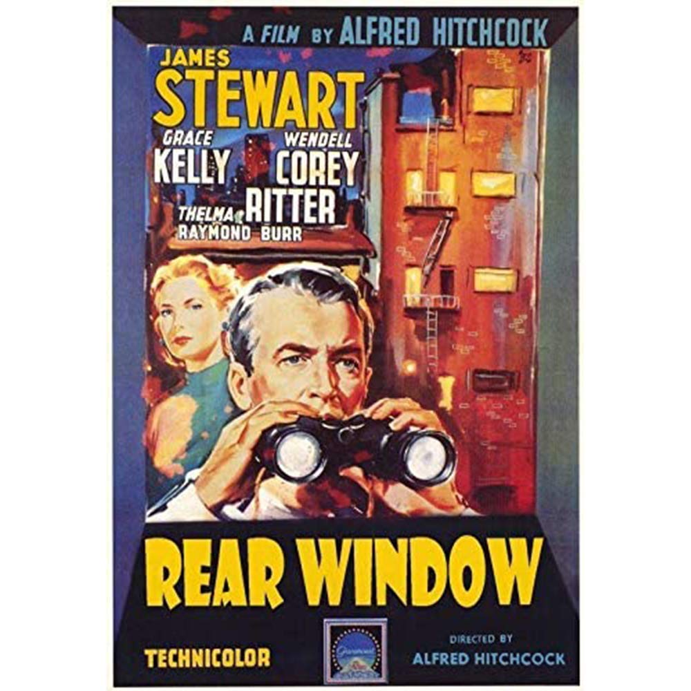 Tin Sign Retro Rear Window Hitchcock Classic Movie Poster Movie Wall Bar Cafe People Cave Retro Wall Decoration x Inches