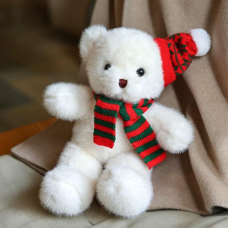 Plush Toy Christmas Tree Christmas Critter Series Doll Gift Cute Eyelid Bear with Stress Relief PP Cotton Filling Mesh Lining
