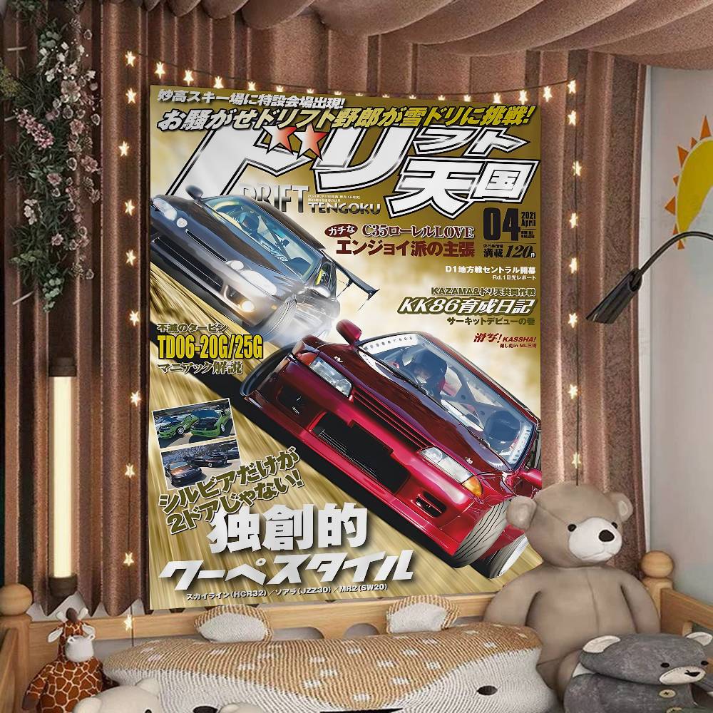 JDM Машина Япония Ретро 90-е Печатный Большой Настенный Гобелен Дешевый Хиппи Настенное Украшение Богемные Настенные Гобелены Мандала INS Домашний Декор