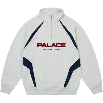 Palace International 1/4 Zip Grey Marl Unisex Tops P27CS216