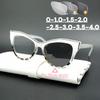 Stylish Photochromic Myopia Glasses Women's Fashion Cat Eye Color Changing Eyeglasses Anti Blue Light Minus Sight Eyewear -4.0