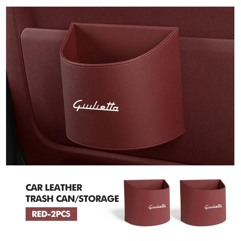 Car Stickers For Alfa Romeo Leather Car Logo Water Cup Organizer Holder NO Hanging Waterproof Trash Bin For Alfa Romeo Giulietta 94