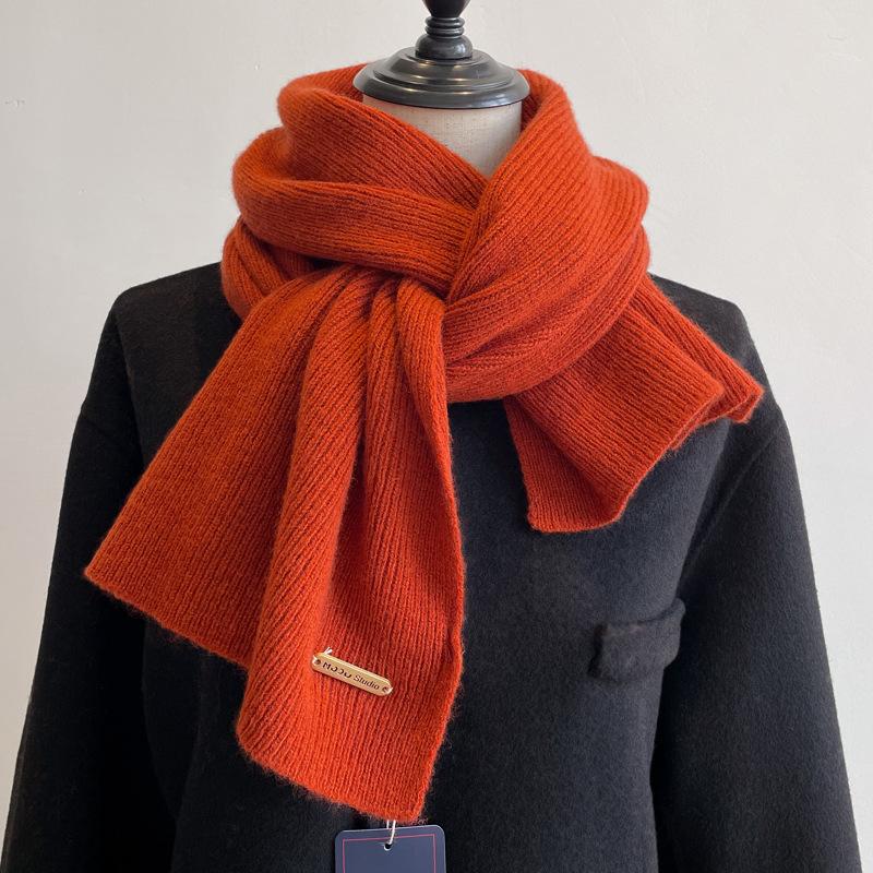 100% чистая шерсть вязаный шарф женский зимний парный простой и универсальный однотонный утолщенный шарф мужской высококачественный платок