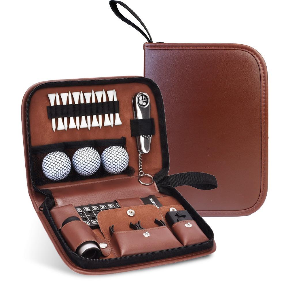 Golf tool kit, golf accessory kit, convenient to carry, multifunctional, large capacity, storage leather bag