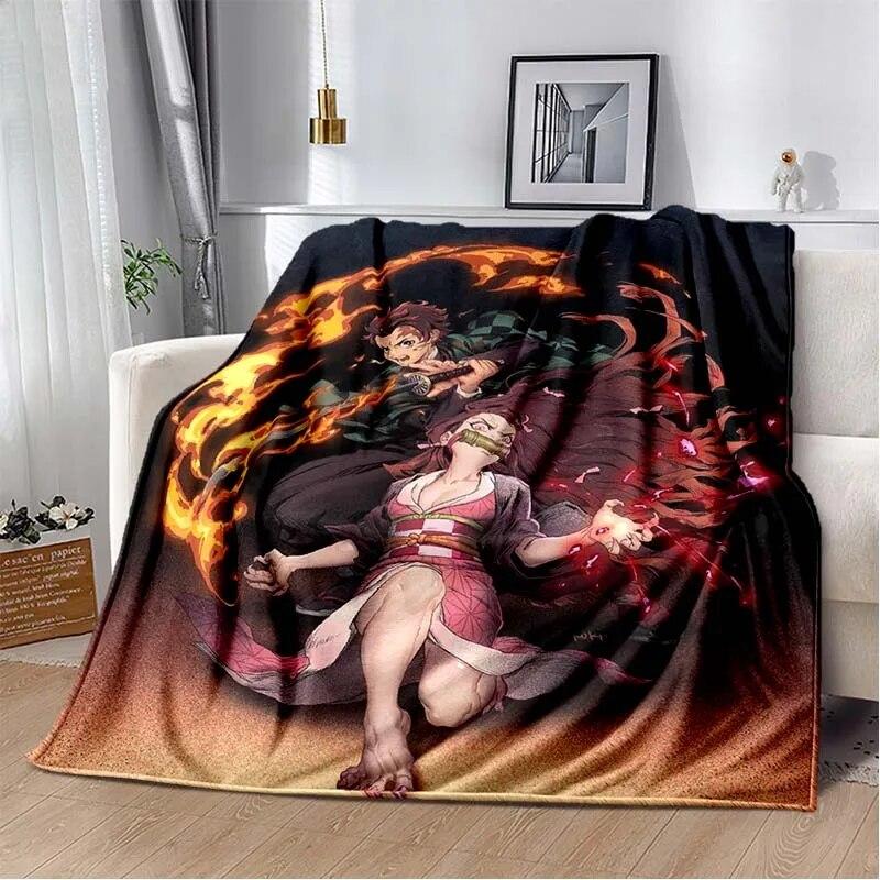 Модное одеяло Demon Slayer-легкое фланелевое покрывало для дивана и кровати, одеяло с цифровой печатью из мягкой фланелевой ткани с червями