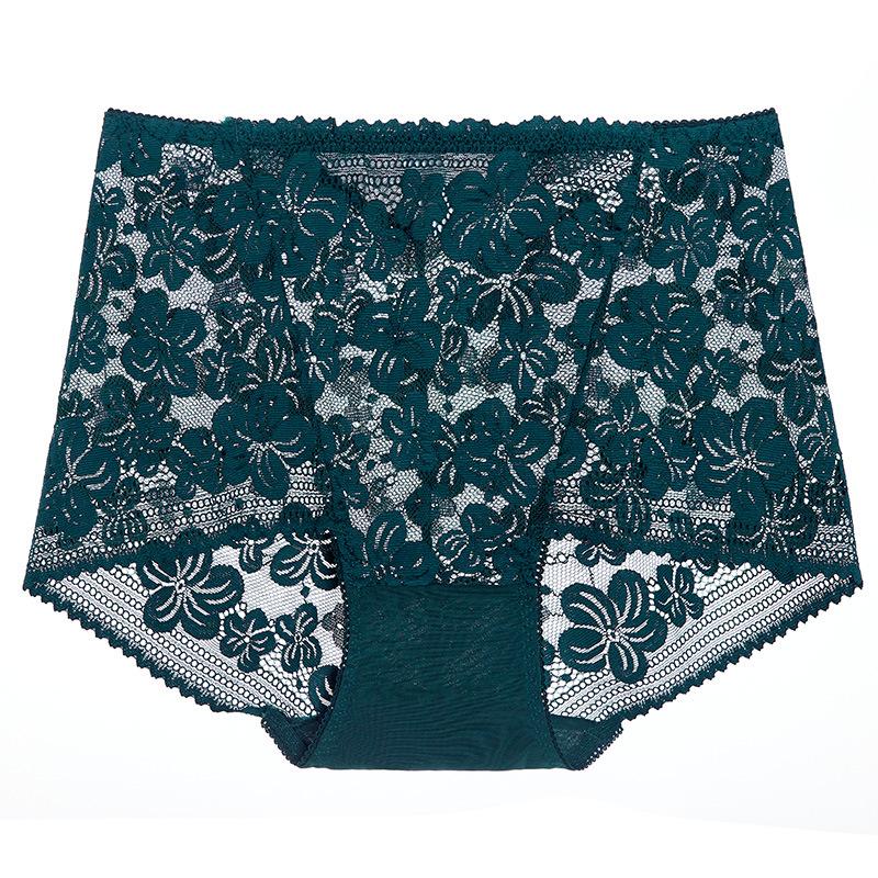 Seamless Lace High Waist Panties for Women Lingerie Sexy Flowers Embroidery Mesh Breathable Briefs Plus Size Underwear EMA