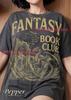 Фэнтези Книжный Клуб Любитель Книг про Драконов Футболка Comfort Colors®, Чтение Мифическое Существо Винтажная Иллюстрация Готические Руины Футболка