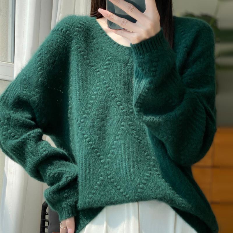 New Cardigan for Women In Autumn and Winter, Seven-needle Thickened V-neck Knitted Pullover Long-sleeved Sweater Base Shirt Warm Top