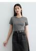 Casual and versatile loose grey round neck short sleeved T-shirt