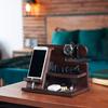 Wooden Bedside Wood Phone Docking Station Holder Wallet Stand Multifunctional Watch Storage Rack Home Desktop Decoration