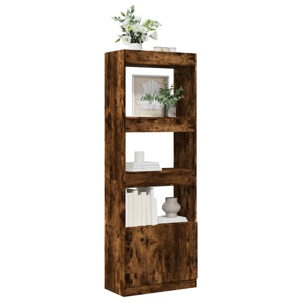 Highboard 63x33x180 cm Smoked Oak Engineered Wood