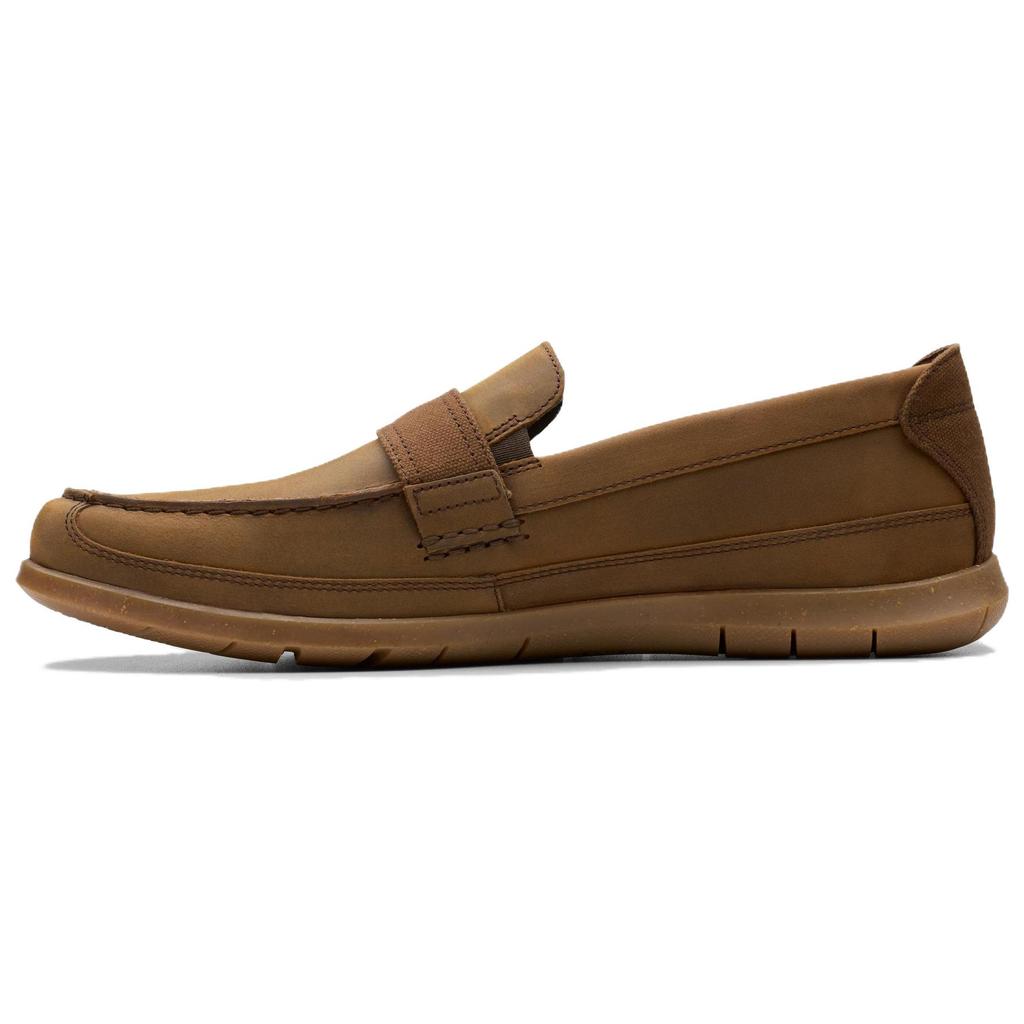 Clarks Flexway Band Кожа пчелиного воска Модные простые лоферы Мужские лоферы Коричневые 26181971