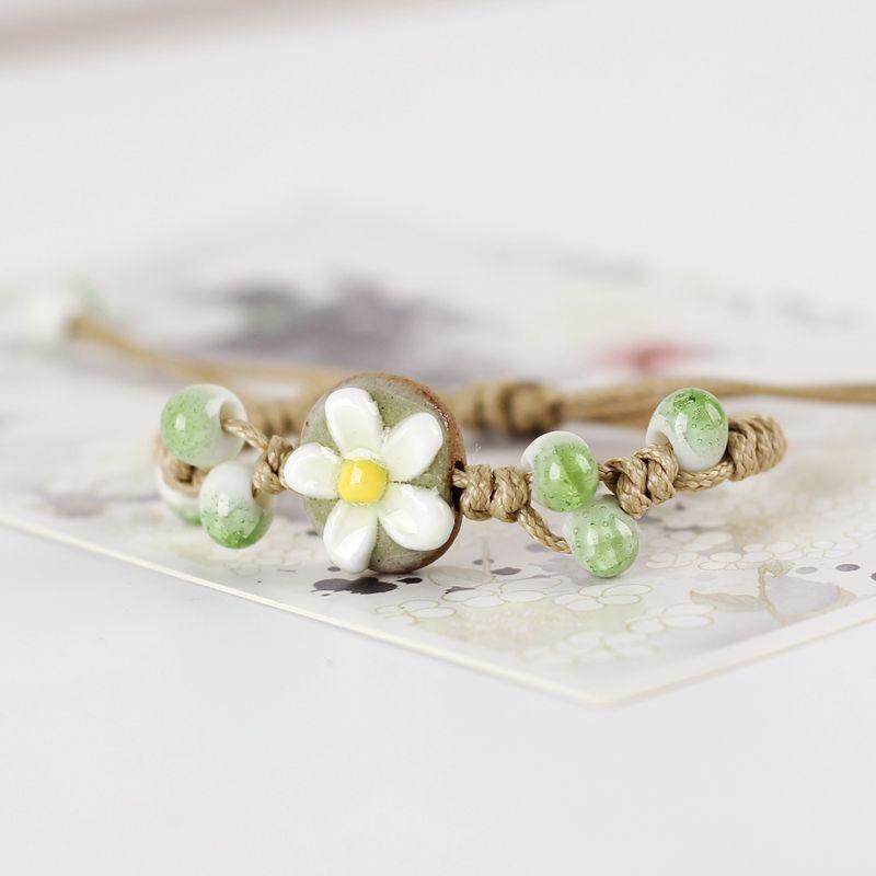 Handmade Bracelets for Women Gifts Ceramic Flower Bracelet