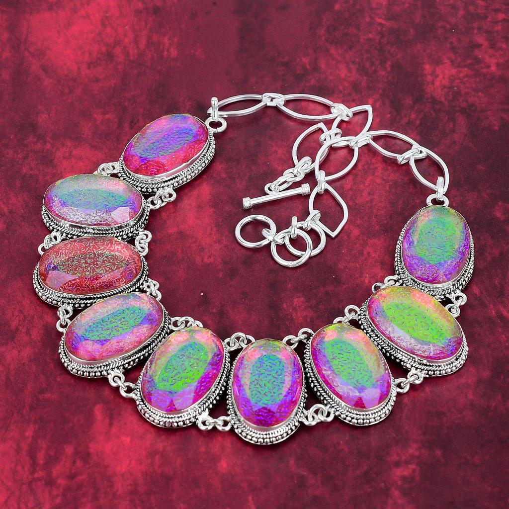 Ожерелье из розового триплетного опала, ювелирные изделия из цельного серебра 925 пробы с драгоценными камнями, ожерелье ручной работы, на День благодарения