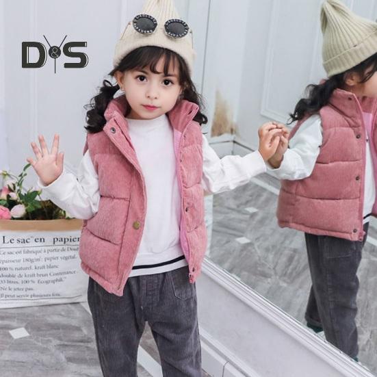 Детское зимнее пальто унисекс, толстый жилет без рукавов, застежка на молнию и пуговицы, с подкладкой, однотонный отложной воротник, спортивная повседневная жилетка, пальто