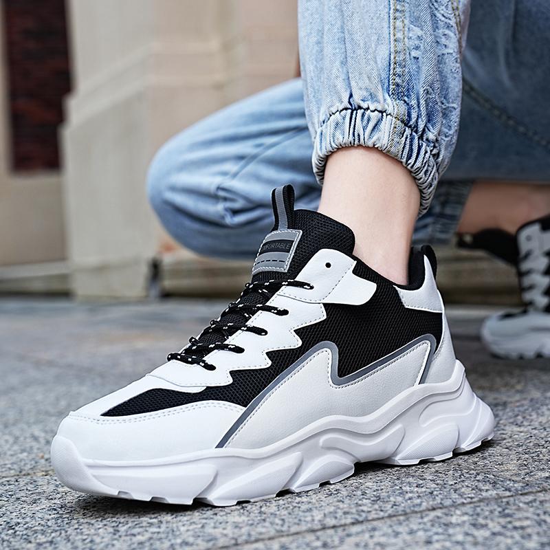 Модная мужская спортивная обувь для улицы, на шнуровке, низкая, из светоотражающего материала, кроссовки для бега, подходящие для бега трусцой, бега, спортивная обувь