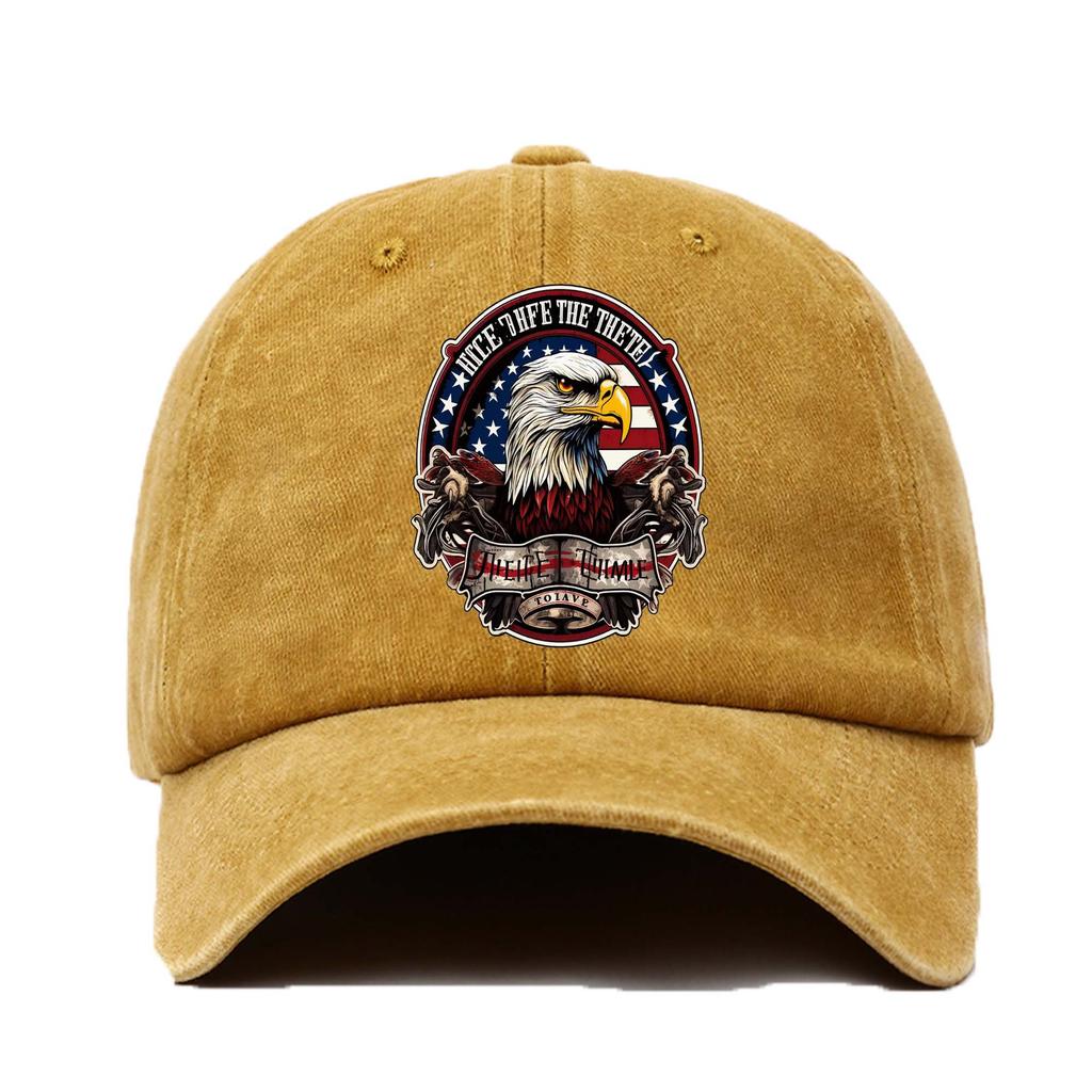 Adjustable Retro with American Flag  Eagle Print  Breathable Washable Hat Suitable for Casual Casual Attire Hand Washable