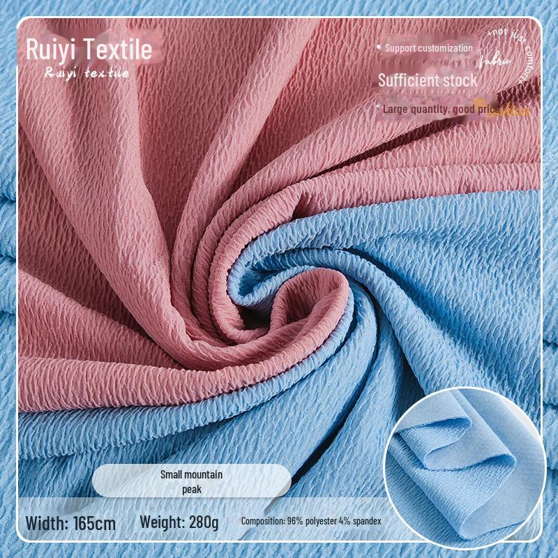 Ткань с мятым волнистым узором - трикотажная трикотажная ткань, 280 г, дизайн «Маленькая горная вершина»