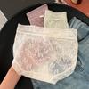 Pure Desire Women's Underwear with Mesh Lace Edges Breathable Sexy Mid To High Waist Triangular Wrapped Buttocks for Girls Panties