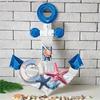 Морской деревянный настенный декор Винтажное сине-белое прибрежное настенное искусство с морской звездой для ванной комнаты, гостиной, спальни в пляжной тематике