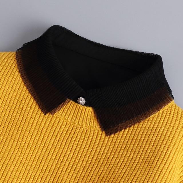 Hollow Lace Chiffon Doll Cotton Fake Collar Blouse Sweater Detachable Shirt Collar False Collar Lapel Women Top Collars Decor