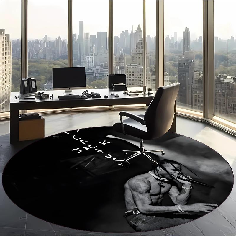 Travis Scott (5) Round Office Rug Decorative Floor Rug for Office Bedroom Living Room and Home Space