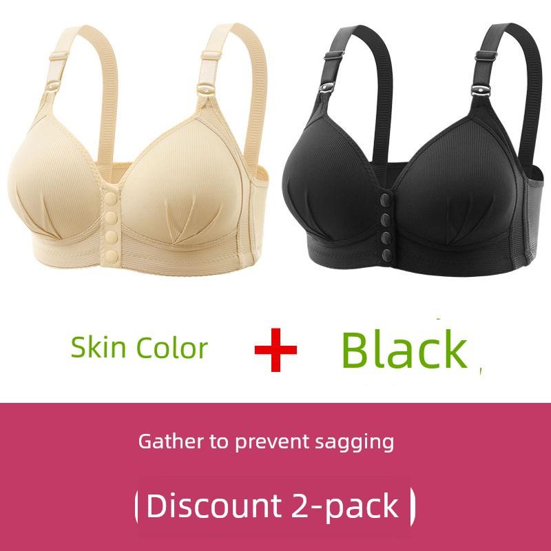 New Large Size Front-Clasp Vest-Style Bra, Wireless, Thin, with Lift and Support, for Middle-Aged Moms, Beautiful Back Design