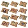 36pcs Christmas Kraft Paper Christmas Pillow Box Wedding Candy Paper Box 12 Color Packaging Box Candy Box Holiday Party Decoration Box
