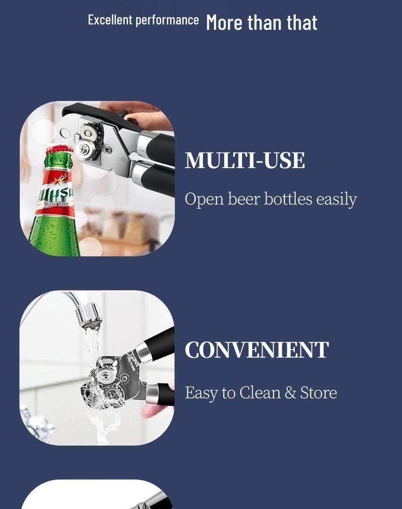 Ручной консервный и пивной нож из нержавеющей стали - Многофункциональный кухонный гаджет