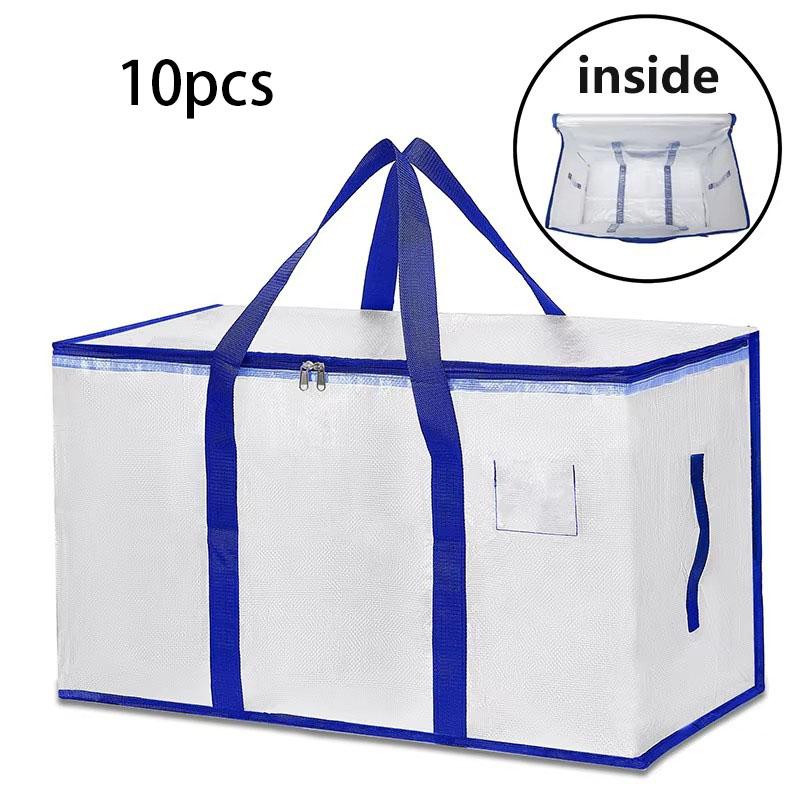 4/8/10 упаковок очень больших сумок для переезда с ручками для переноски на молнии, прочные сумки для хранения, коробки для переезда для экономии места