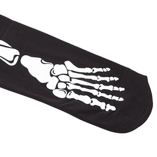 Женские сексуальные черные носки с татуировкой скелета, колготки, колготки, леггинсы