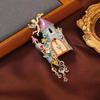 Vintage Fairy Tale Castle Brooch: Women's Luxury Tassel Pendant Pin