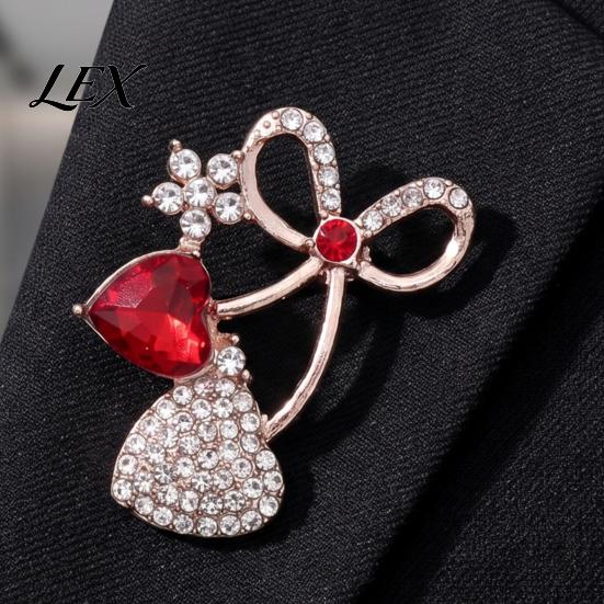 Rhinestone Bow Brooch Bling Pin, Love Heart Bowknot Lapel Women Jewelry Accessory for Dresses Coats Sweaters Pin