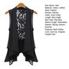 Scarf Collar Sleeveless Irregular Draped Hem Lace-up Vest Jacket Women Back