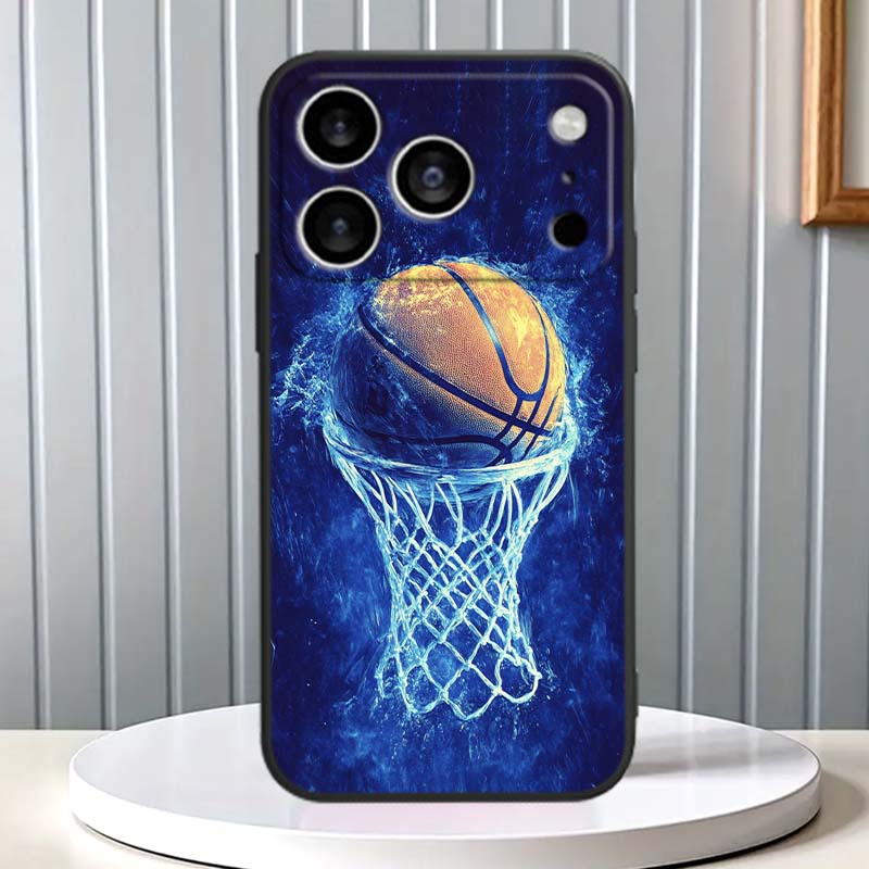 Спортивный баскетбол крутой Для Apple iPhone 17 16 16E 15 14 13 12 11 Pro Max Plus Черный Мягкий Силиконовый Чехол для Телефона