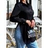 Fitted, Slimming, Long-sleeved Satin Shirt with An Asymmetrical Hem for Women