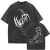 Washed Vintage Rock Band Korn Sick  Twisted Tour 2000 Tshirts Male Alternative Nu Metal Music Tshirt Mens Oversized T Shirts