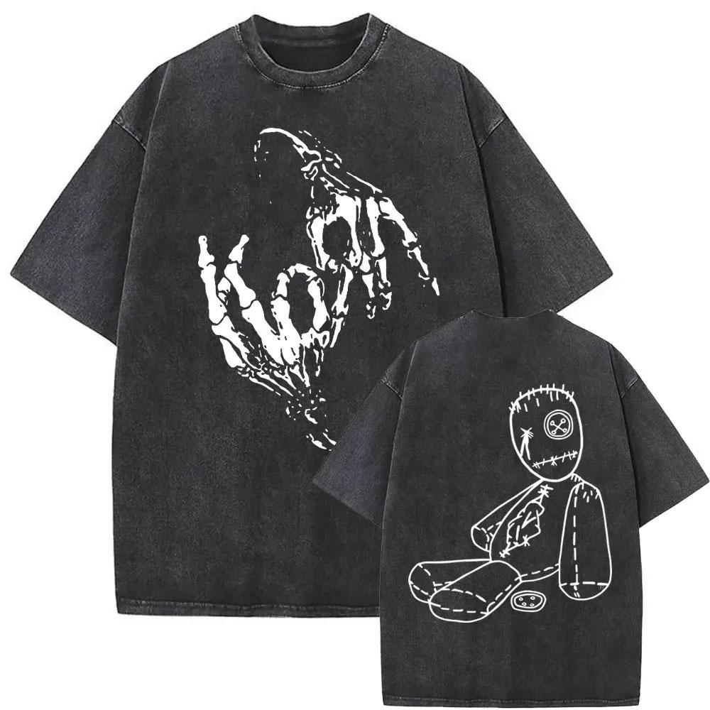Washed Vintage Rock Band Korn Sick Twisted Tour 2000 Tshirts Male Alternative Nu Metal Music Tshirt Mens Oversized T Shirts