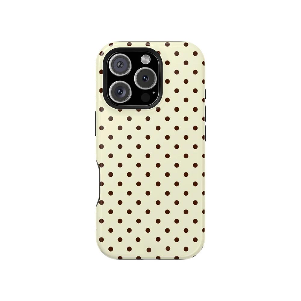 Роскошный чехол Clmj с какао-точками в горошек для iPhone 17 16 15 14 13 12 11 X XS XR Air Pro Max Plus Двухслойная задняя крышка