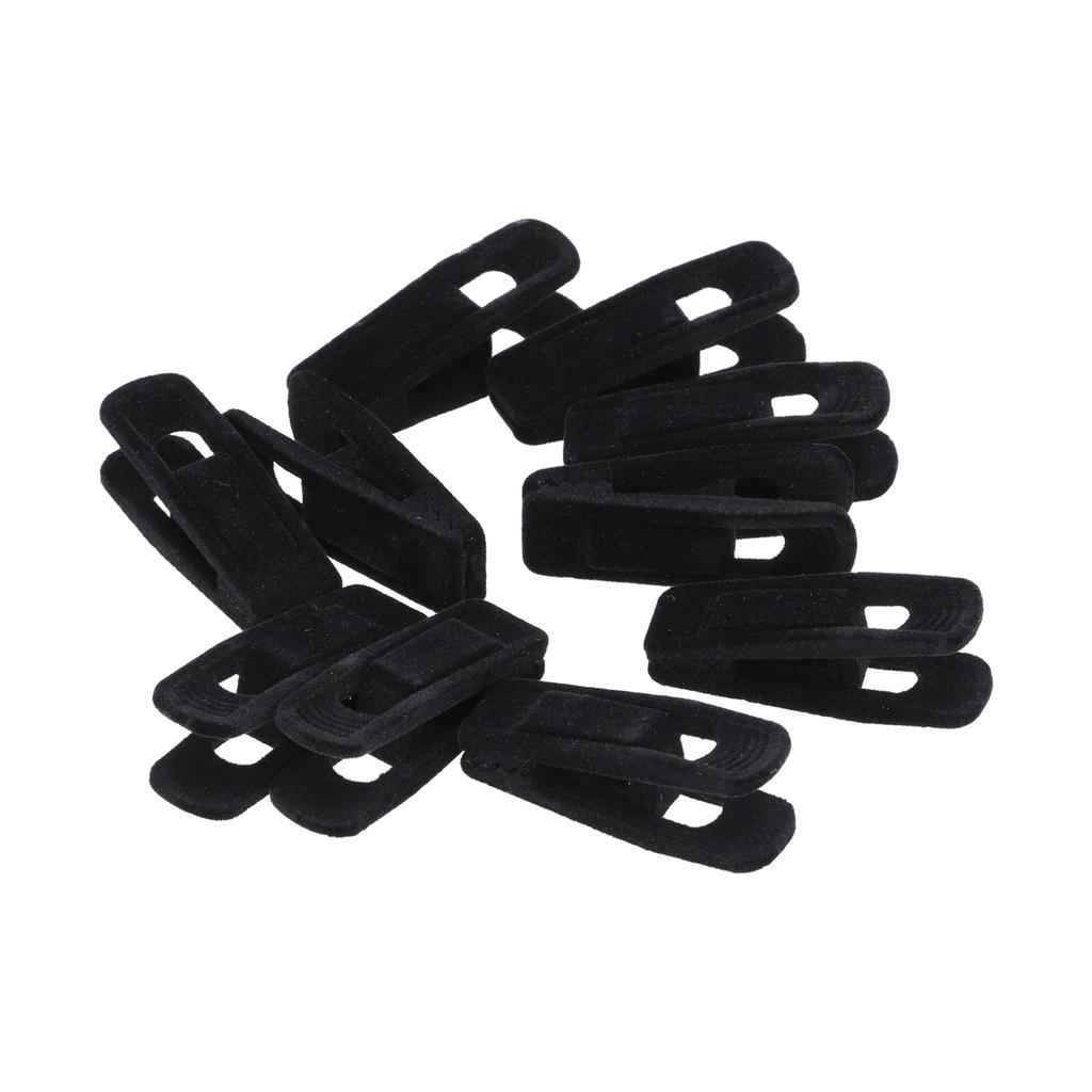 10 шт. флокированные вешалки-клипсы нескользящие бархатные зажимы для брюк юбки делового костюма носков(черный )