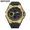 Sanda Men's Large Dial Multifunctional Waterproof Sports Watch with Alarm