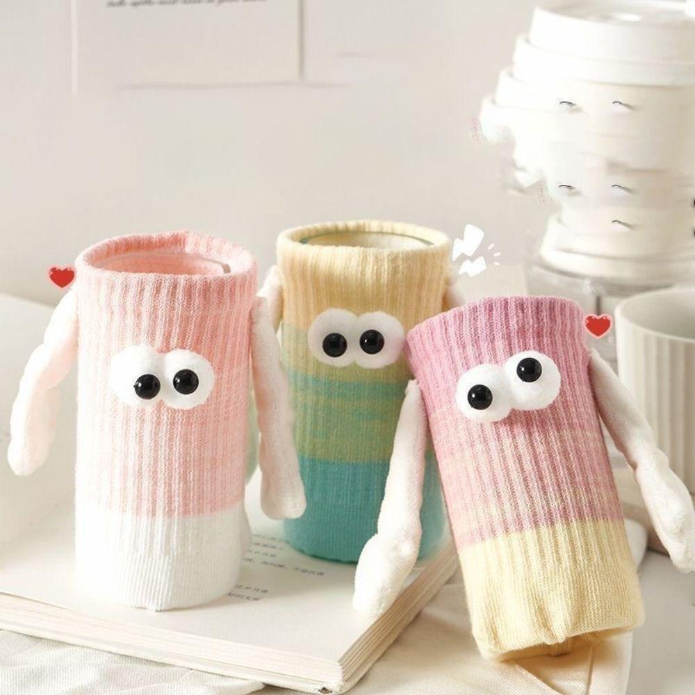 Летние тонкие носки, держащиеся за руки, носки средней длины, милые носки с мультяшными героями