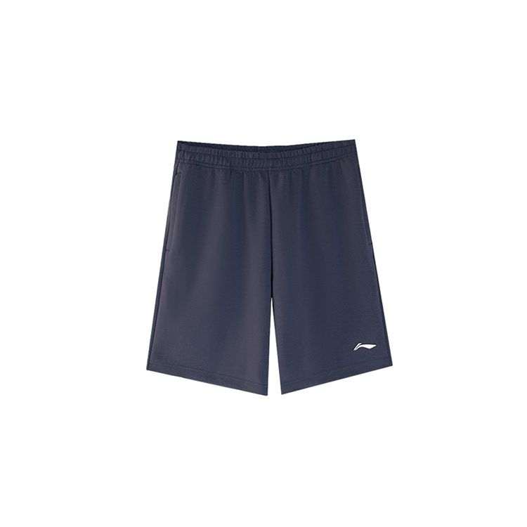 Li-Ning Solid Color Embroidered Brand Logo Knitted Sports Shorts Men Shorts Dark-Gray AKSU745-3