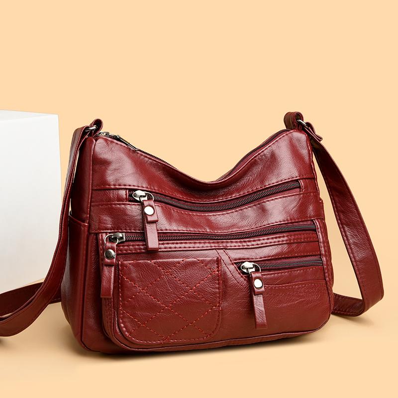 Большая вместительная сумка через плечо женская сумка через плечо многослойная ПУ сумка для мам среднего возраста