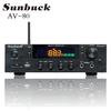 Sunbuck AV-80 2000 Вт Стереоусилитель Bluetooth Высокомощный Профессиональный HiFi Усилитель С Пультом Дистанционного Управления FM USB SD 2 Микрофонных входа