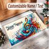 Music General Theme Soft Crystal Velvet Rug Custom Name & Text Print Non Slip Floor Rug for Bedroom Living Room