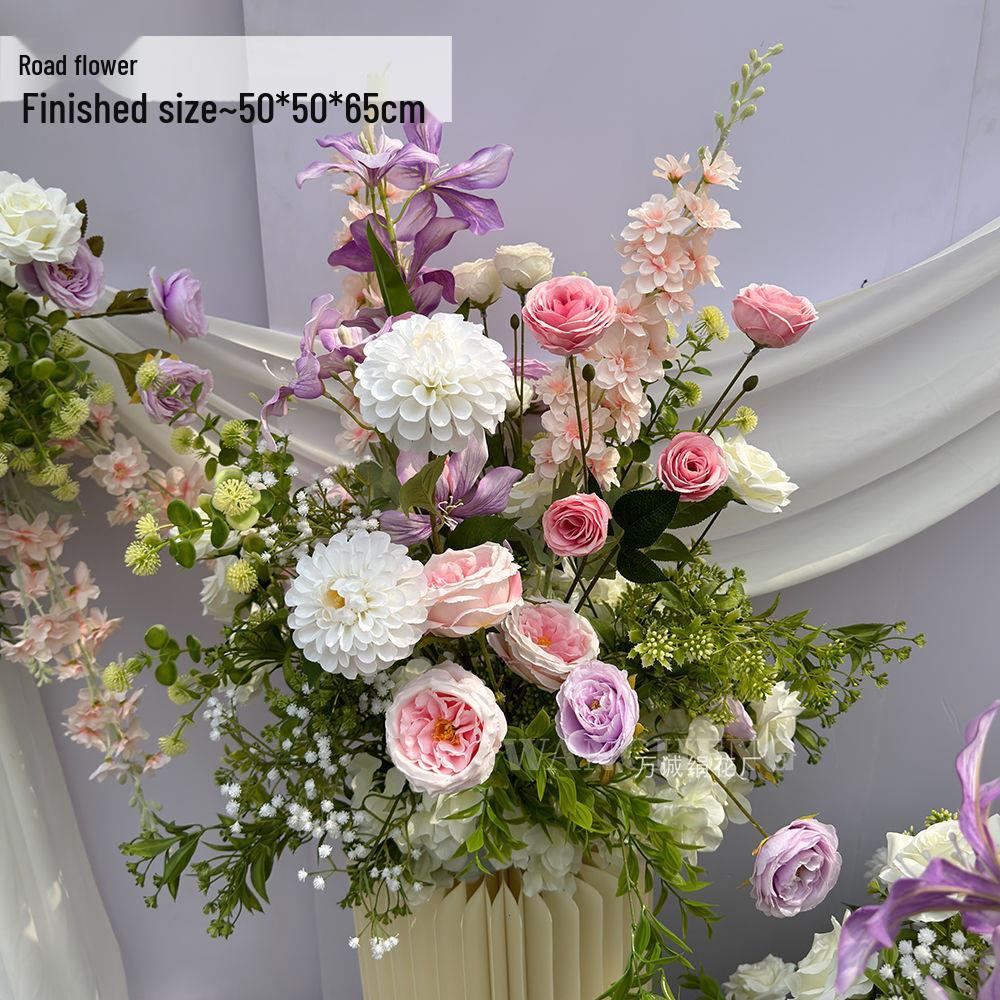 Mori Style Pink & Purple Cymbidium Flower Row for Wedding Aisle & Banquet Decoration