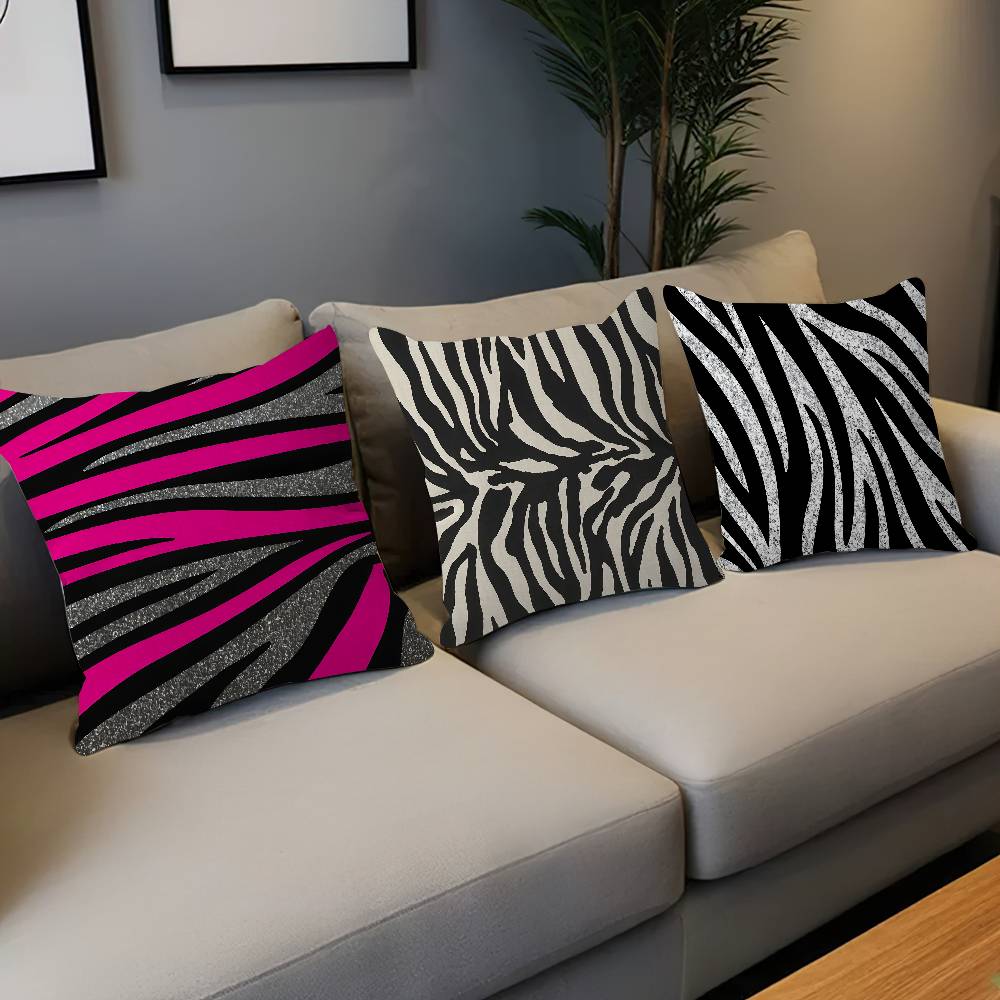 Black White Print Zebra Pillow Anime Pillow Sofa Bed Head Pillow Cover Cushion Cover 45X45 Cm Fashion