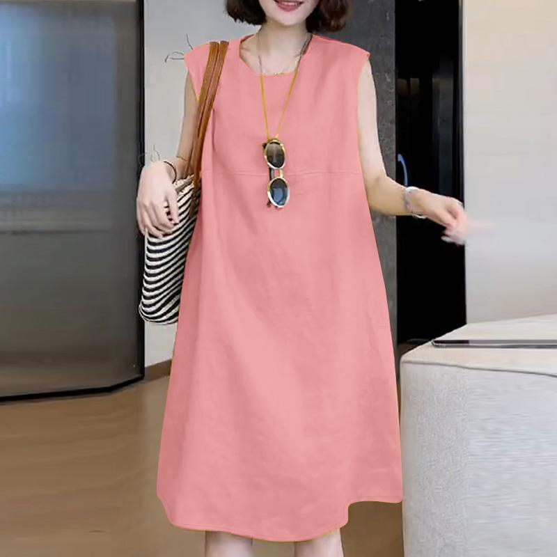 ZANZEA Женское повседневное летнее платье без рукавов с круглым вырезом