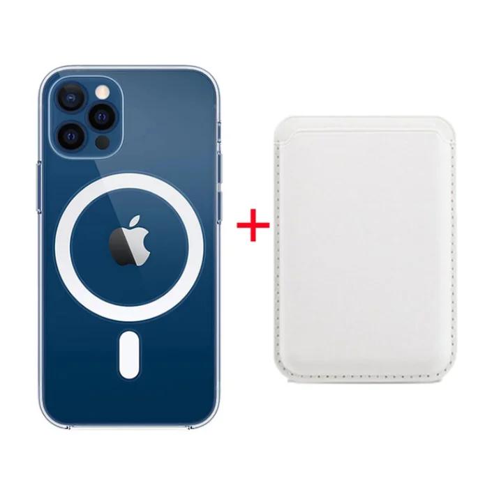 Прочный Магнитный Держатель для Карт Кошелек Чехол Macsafe Для Для Iphone 16 1 14 13 12 Mini 11 Pro Max 7 8 X XS Mag Safe Прозрачная Крышка
